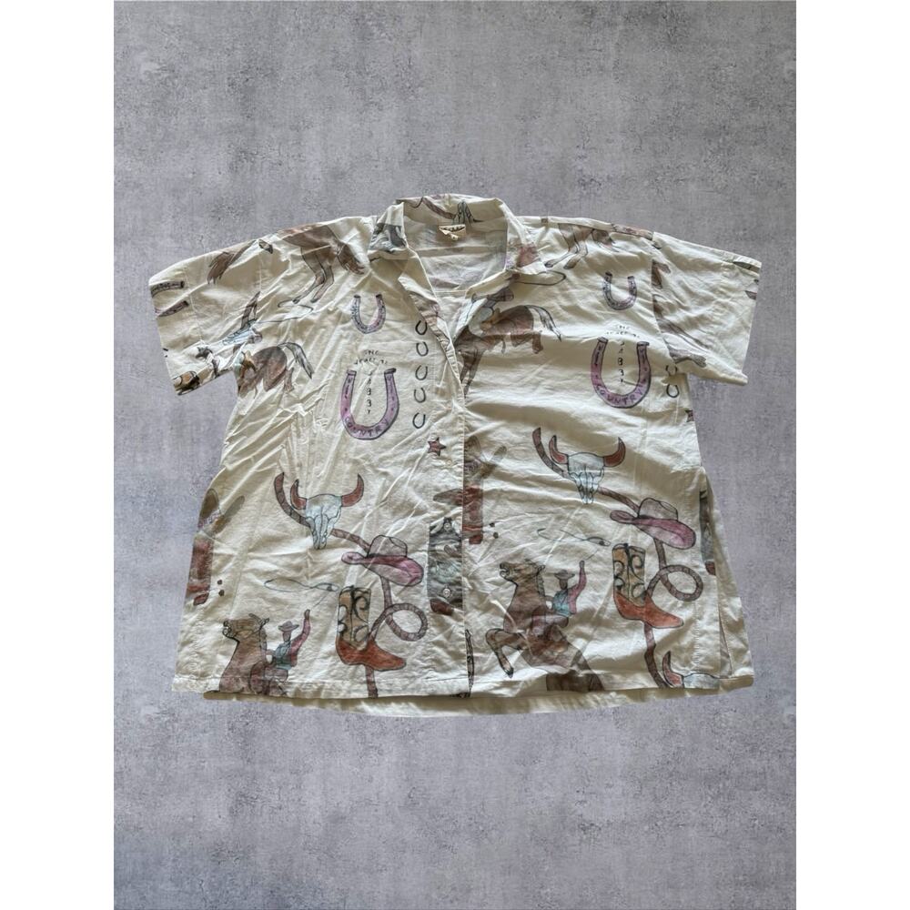 Sabbi The Don Julio Shirt Western Linen Oversized Coastal Cowgirl Graphic Med